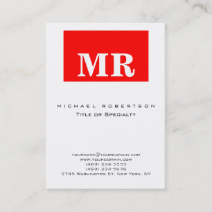 Affärskortet trendig White Red Minimalist Monogram Visitkort