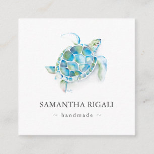 Affärskortet Tropiskt handgjord Sea Turtle Logotyp Tilläggskort