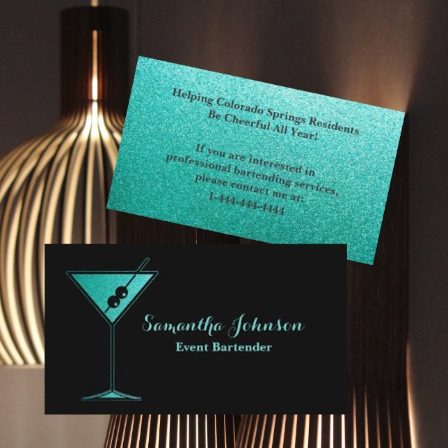 Affärskortet Turcos Glitter Event Bartender Visitkort (Skapare uppladdad)