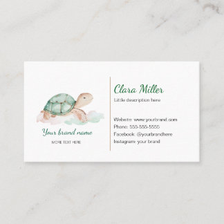 Affärskortet Turtle water color grönt guld Visitkort
