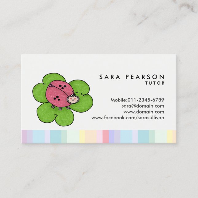 Affärskortet Tutor Cute Ladybug Visitkort (Framsida)