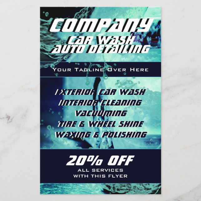 Affärskortet tvätta inspirerat av bil flygblad (Framsidan)