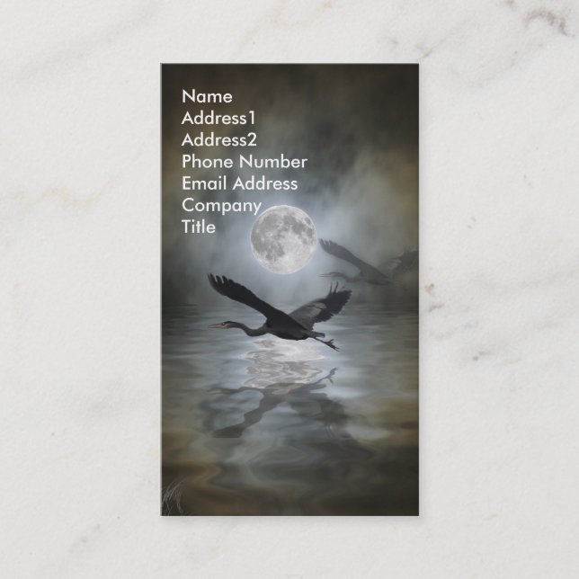 Affärskortet Underbar blå Heron Visitkort (Framsida)