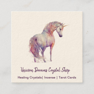 Affärskortet Unicorn Watercolor Square Fyrkantigt Visitkort