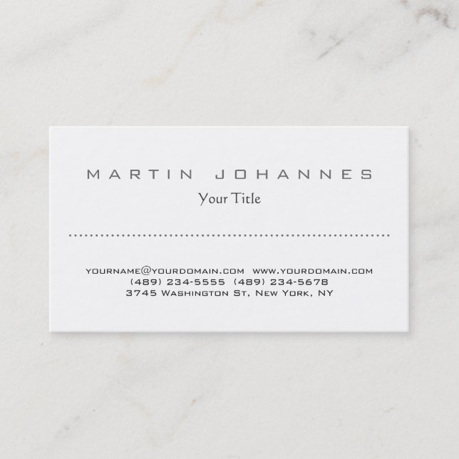 Affärskortet Unik vit oformaterad professionell Visitkort (Framsida)