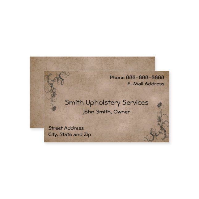 Affärskortet Upholmamer Upholsterer Leather Visitkort (Fram/Back In Situ)