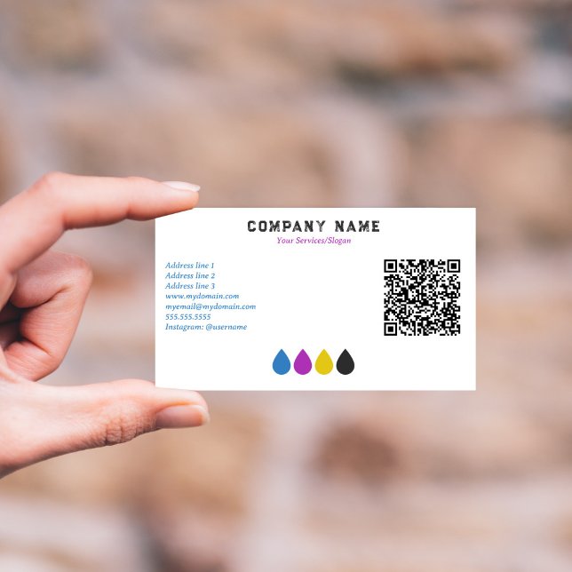 Affärskortet Utskriftstjänster - CMYK Bläck - drop Visitkort (Printing Services CMYK Ink Drops Business Card)