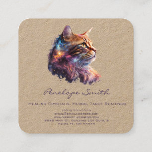 Affärskortet Vattencolor Ginger Cat Square Fyrkantigt Visitkort