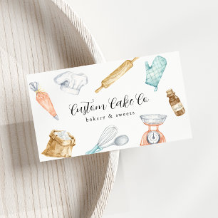 Affärskortet Vattenfärg Baking Verktyg Cakes Visitkort