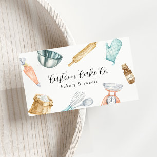 Affärskortet Vattenfärg Baking Verktyg Cakes Visitkort