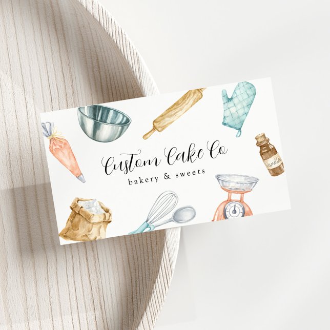 Affärskortet Vattenfärg Baking Verktyg Cakes Visitkort (Skapare uppladdad)