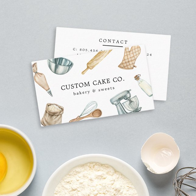 Affärskortet Vattenfärg Baking Verktyg Cakes Visitkort (Skapare uppladdad)