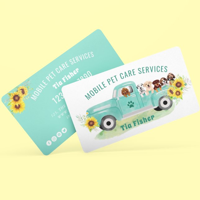 Affärskortet Vattenfärgade Hundraser  Upphöjare Visitkort (Mobile Pet Grooming)