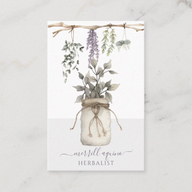 Affärskortet VattenfärgÖrter Herbalist Plants Visitkort (Framsida)