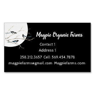 Affärskortet VattenfärgsMagpie Organics Farms Magnetiska Visitkort
