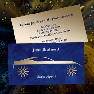 Affärskortet Velvet Royal Blue och Guld Auto Visitkort