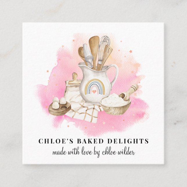Affärskortet Verktyg Ingredienser i bakeridekonst  Fyrkantigt Visitkort (Framsida)