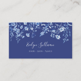 affärskortet vintage indigo wildblommor visitkort