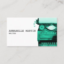 Affärskortet vintage Teal Typewriter