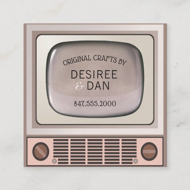 affärskortet vintage TV-uppsättning Fyrkantigt Visitkort (Framsida)
