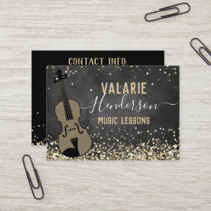 Affärskortet Violin Lessons Guld Glitter Visitkort