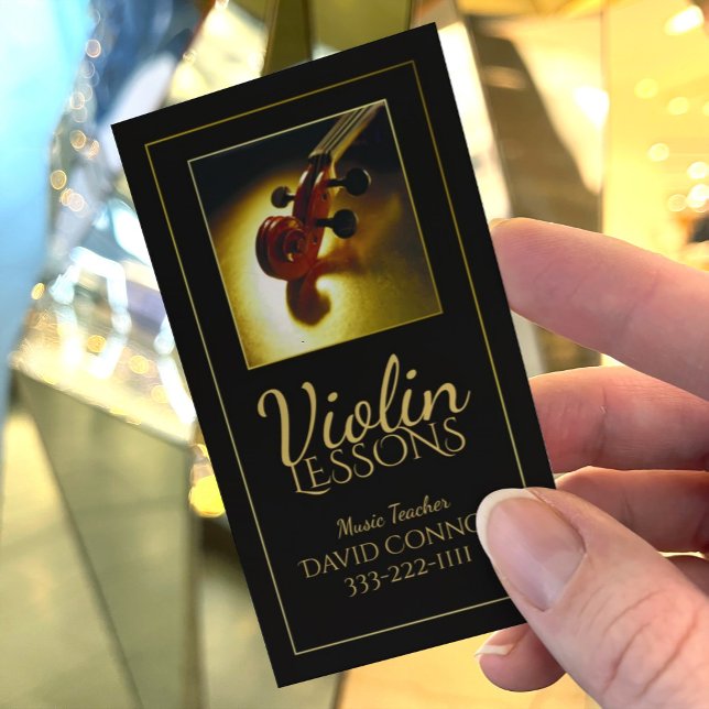 Affärskortet Violin Music Teacher Classic Black Visitkort (Perfect for business)