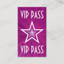 affärskortet VIP PASS med Rosa Star, vit bakåt