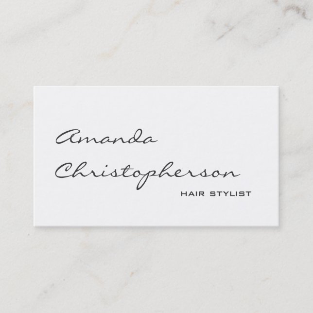 Affärskortet Vit Chic Handskrift Hair Stylist Visitkort (Framsida)