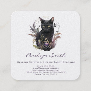 Affärskortet Watercolor Black Cat Square Fyrkantigt Visitkort