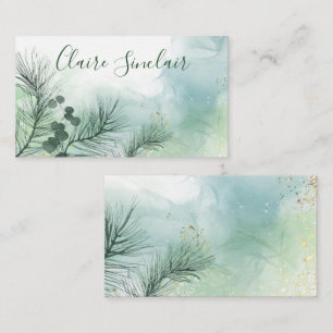 Affärskortet Watercolor Gräs Blommigt Visitkort