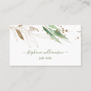 Affärskortet Watercolor Greenery & Guld Visitkort