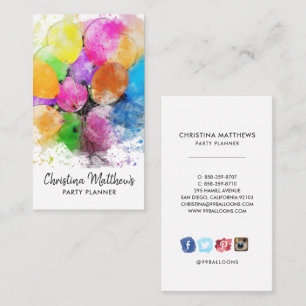 Affärskortet Watercolor Party Balloons Visitkort