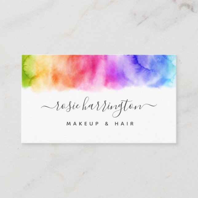 Affärskortet Watercolor Rainbow Girly Visitkort (Framsida)