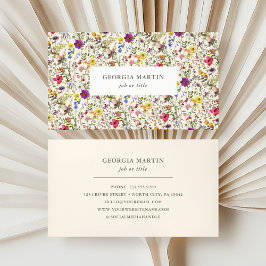 Affärskortet Watercolor Wildblomma Blommigt Visitkort