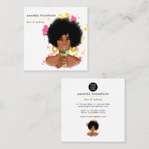 Affärskortet Whimsical Black Woman Square Fyrkantigt Visitkort
