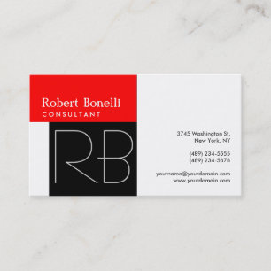 Affärskortet White Back Red Rand Monogram Visitkort