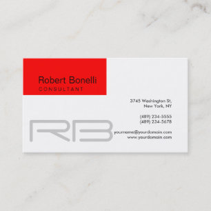 Affärskortet White Back Red Rand Monogram Visitkort