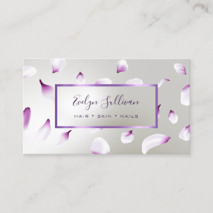 Affärskortet White Lila Petals Faux Foil  Visitkort