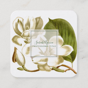 Affärskortet White Magnolias Blommigt Fyrkantigt Visitkort