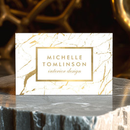 Affärskortet White och Guld Marble Designer Visitkort