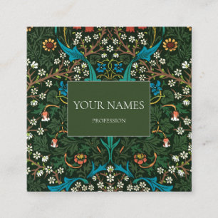 Affärskortet WILLIAM MORRIS BOTANICAL MÖNSTER Fyrkantigt Visitkort