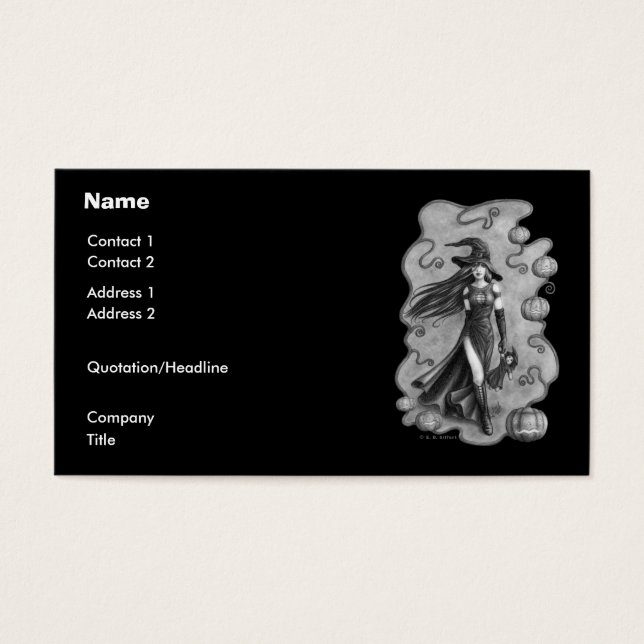 Affärskortet Witch och Doll Halloween Visitkort (Framsidan)