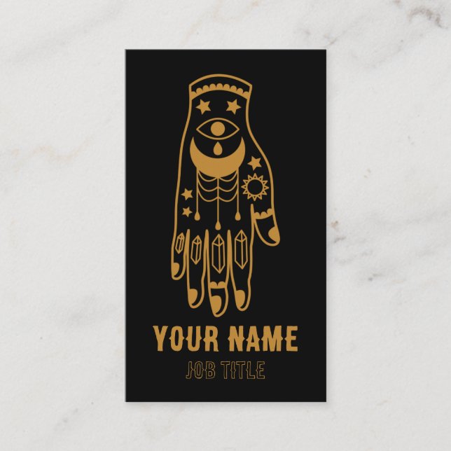 Affärskortet Witchy Crystal Måne & Stars Tatto Visitkort (Framsida)