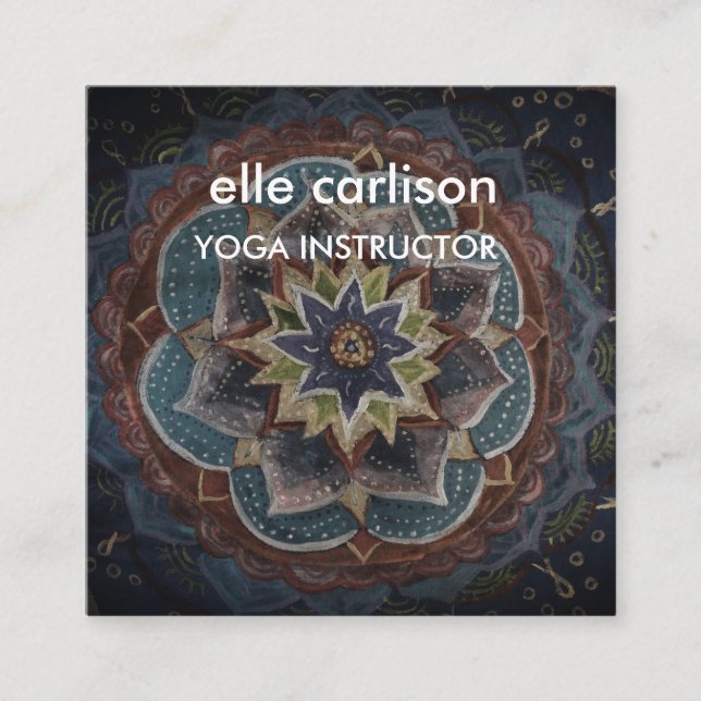 Affärskortet Yoga Instructor Mandala Square Fyrkantigt Visitkort (Framsida)