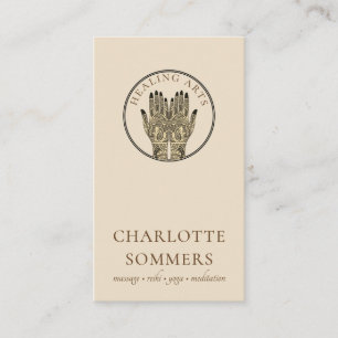 Affärskortet Yoga Massage Mehndi Henna Händer Visitkort