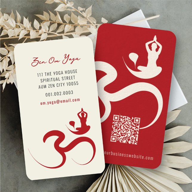 Affärskortet Yoga Om Ohm Calligraphy Zen Visitkort (Simple Minimalist Zen Spiritual Holistic Yoga Om/Aum Calligraphy Symbol Business Card @ fatfatin)