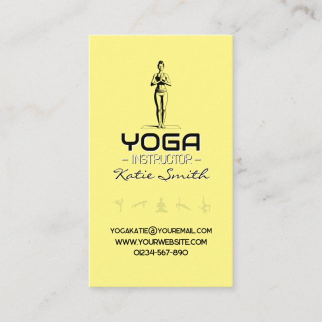 Affärskortet Yoga Teacher/Instruktör Visitkort (Framsida)