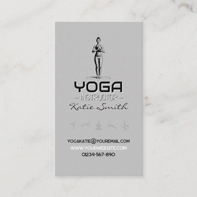 Affärskortet Yoga Teacher/Instruktör Visitkort (Framsida)