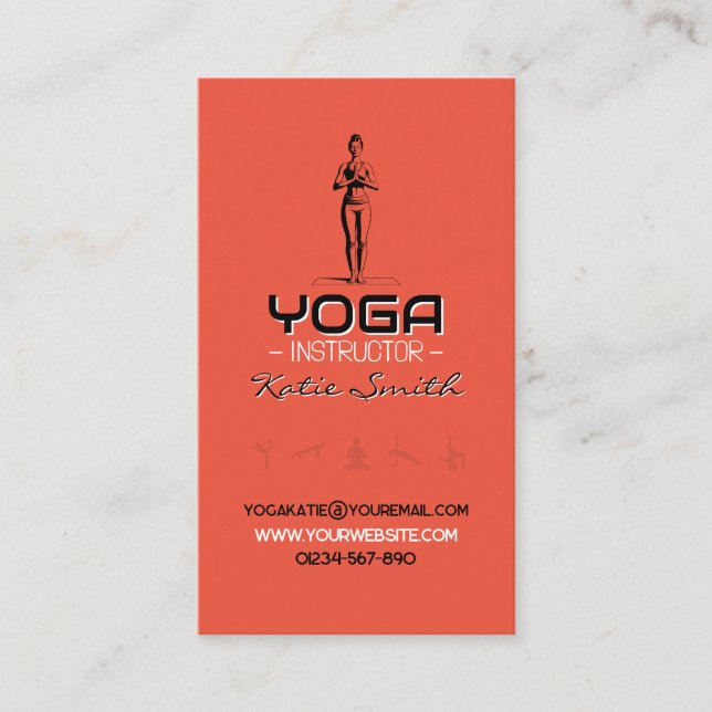 Affärskortet Yoga Teacher/Instruktör Visitkort (Framsida)