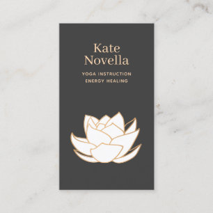 Affärskortet Yoga Teacher White Lotus Black Visitkort